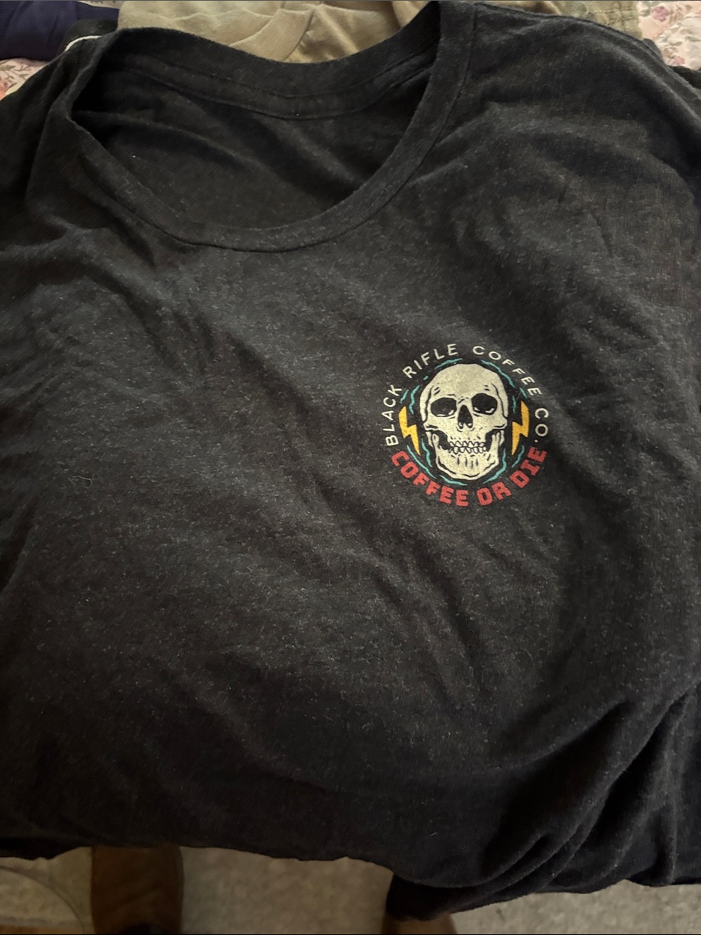 Men’s Black Graphic Tee - 'Coffee or Die' Skull Logo black rifle coffee